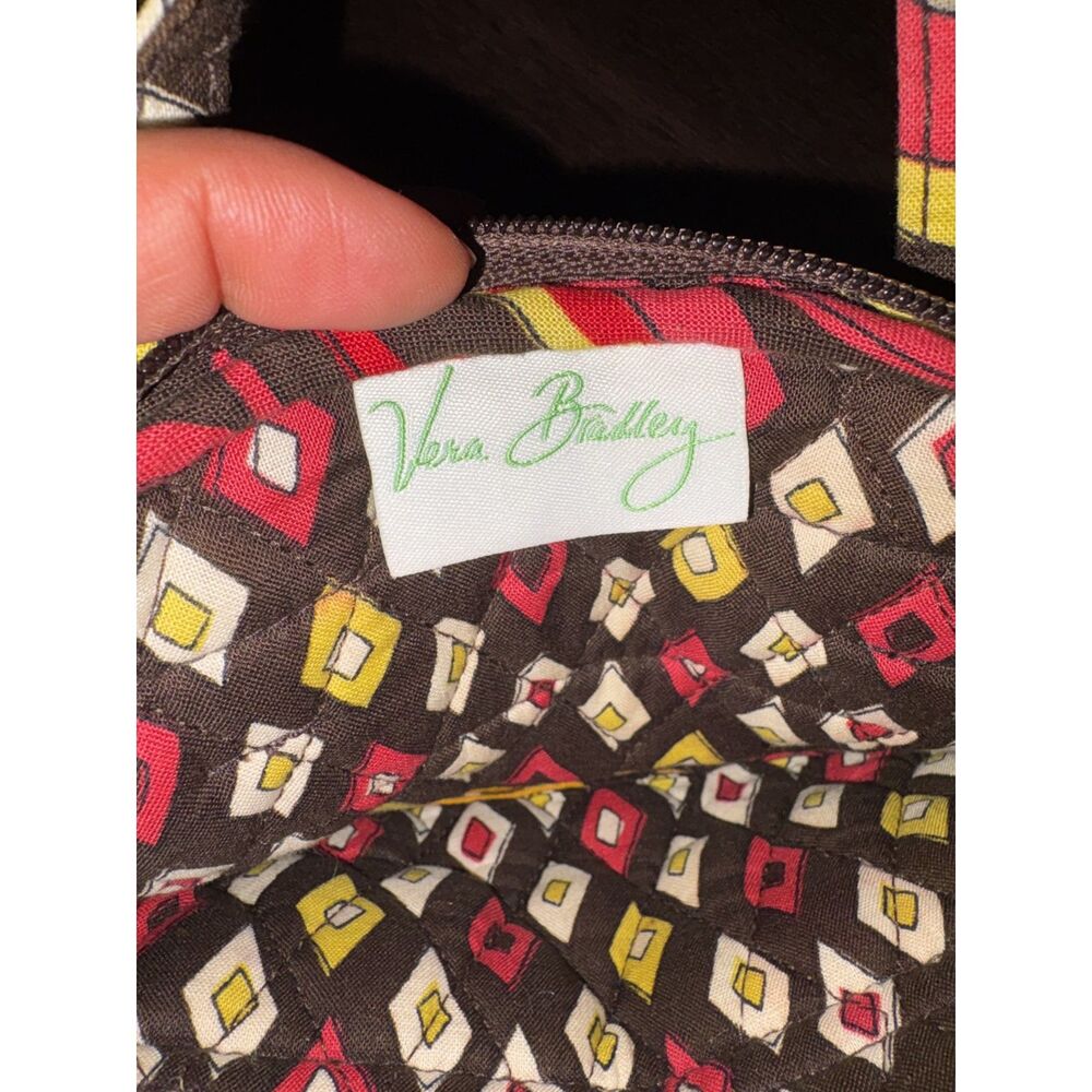Vera Bradley Retired Puccini Mini Coin Purse / Micro Bag Floral Brown Red Yellow - Picture 11 of 13